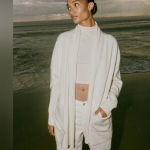 REFORMATION ELEONORA SHAWL COLLARED CARDIGAN IN MEDIUM BNWT ARTIC COLOR